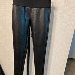 NWOT Junior black pleather pants with spanx tummy control elastic fabric size S